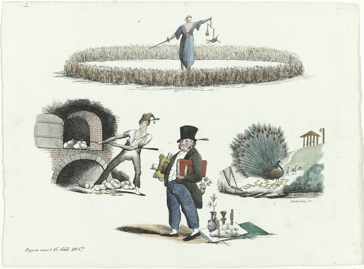 Kreskówka o J.C. Backer, C. Seyn i S. van der Paauw, 1839 autorstwa François Desterbecq
