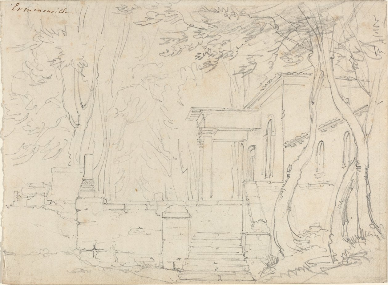Dom z portykiem w Ermenonville autorstwa François Edouard Bertin