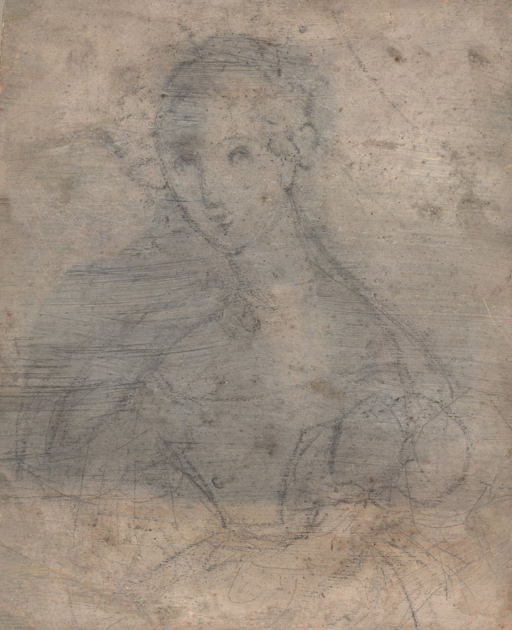 Szkic Marie Louise Tetu, Madame François Fleischbein, przed ok. 1833 (media mieszane (pióro, atrament i kreda)) autorstwa François Fleischbein