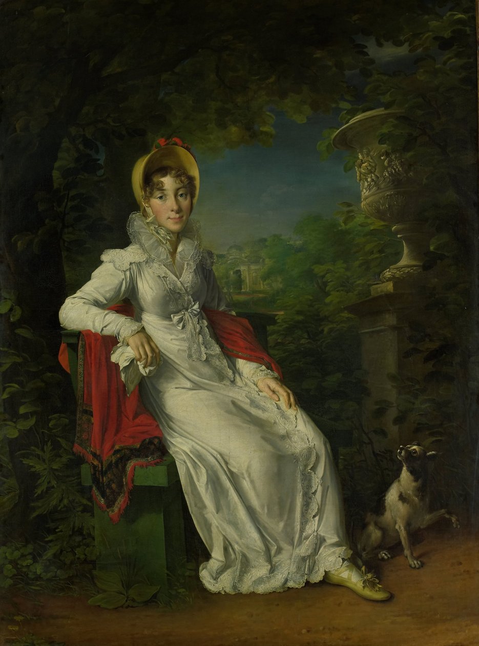 Karolina Ferdinanda Louisa Sycylii (1798-1870). Żona Karola Ferdynanda, księcia de Berry, w Parku Bagatelle w Bois de Boulogne (pod Paryżem) autorstwa François Gérard