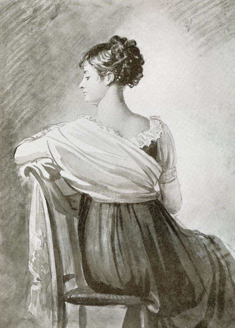 Portret pani Récamier, czarna kreda, akwarela, autor: François Gérard. autorstwa François Gérard