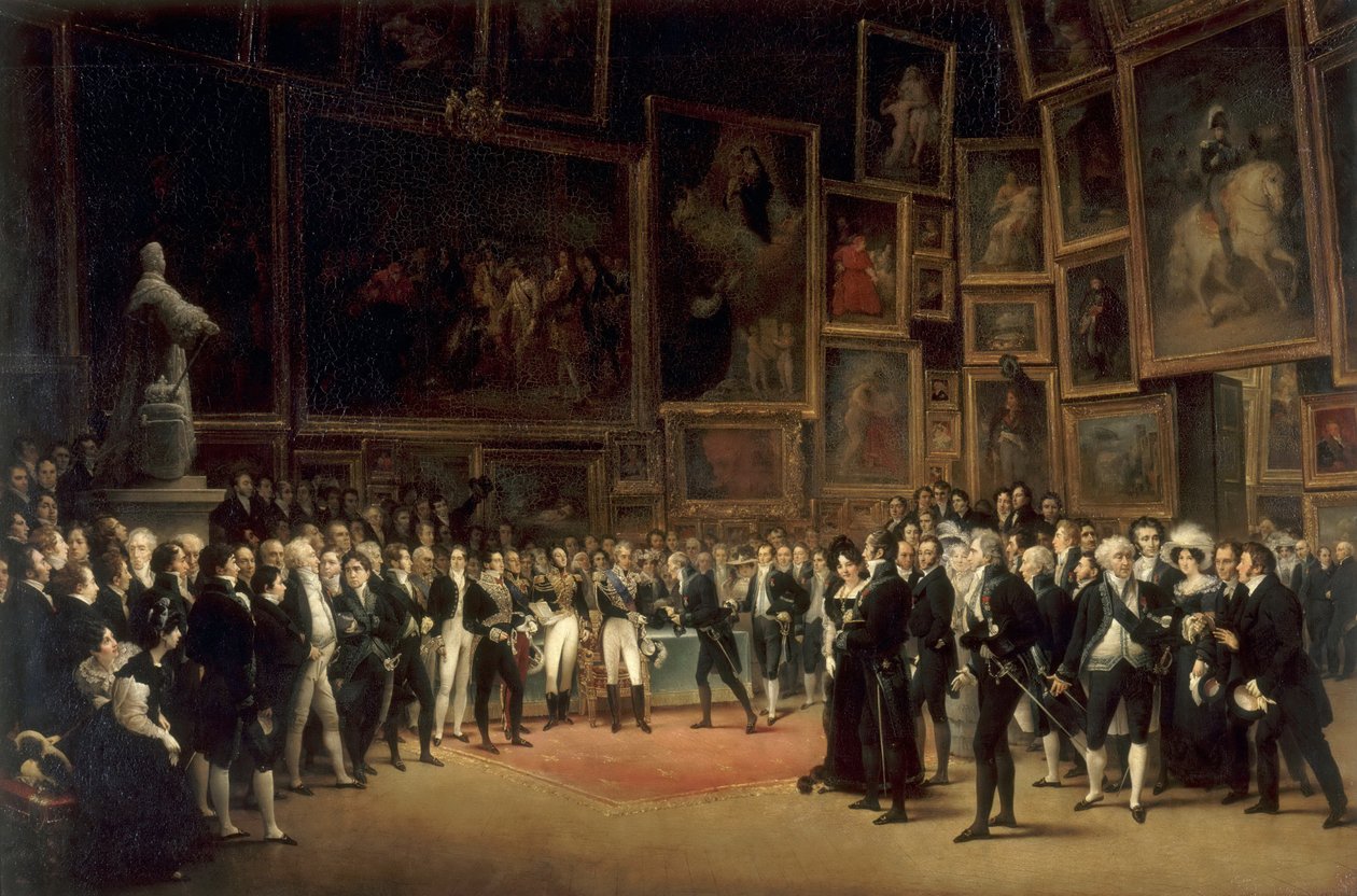 Karol X rozdaje nagrody artystom wystawiającym się na Salonie 1824 w Luwrze autorstwa François Joseph Heim