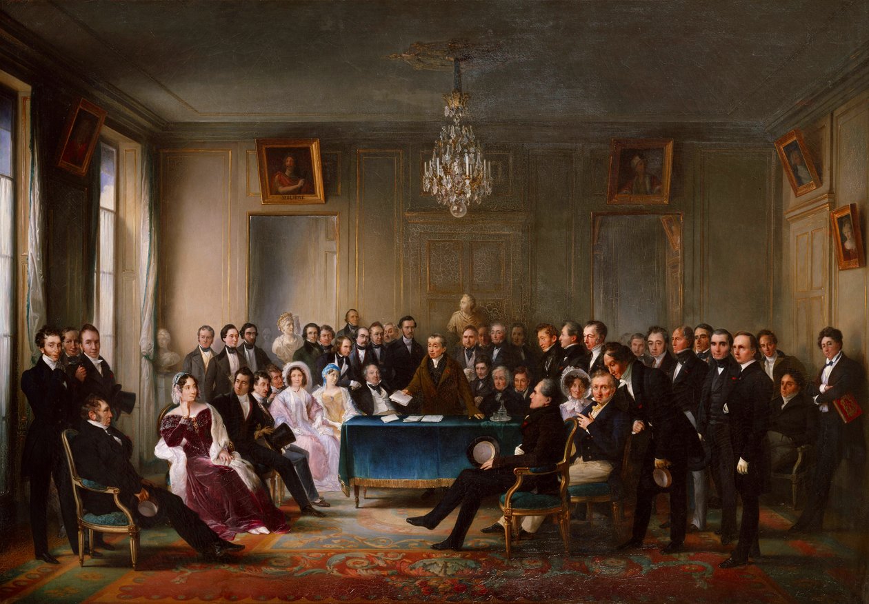 François-Guillaume Andrieux czyta swoją tragedię Junius Brutusin the Foyer…, 26 V 1828, c. 1847. autorstwa François Joseph Helm