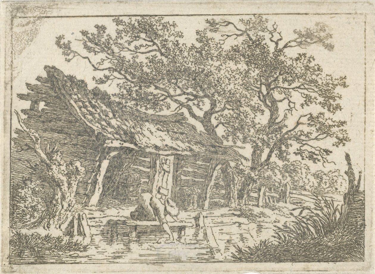 Krajobraz ze stodołą autorstwa François Joseph Pfeiffer (II)