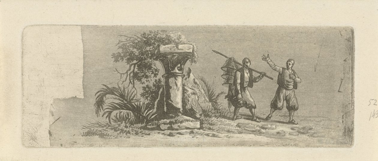 Krajobraz z dwoma greckimi rybakami autorstwa François Joseph Pfeiffer (II)