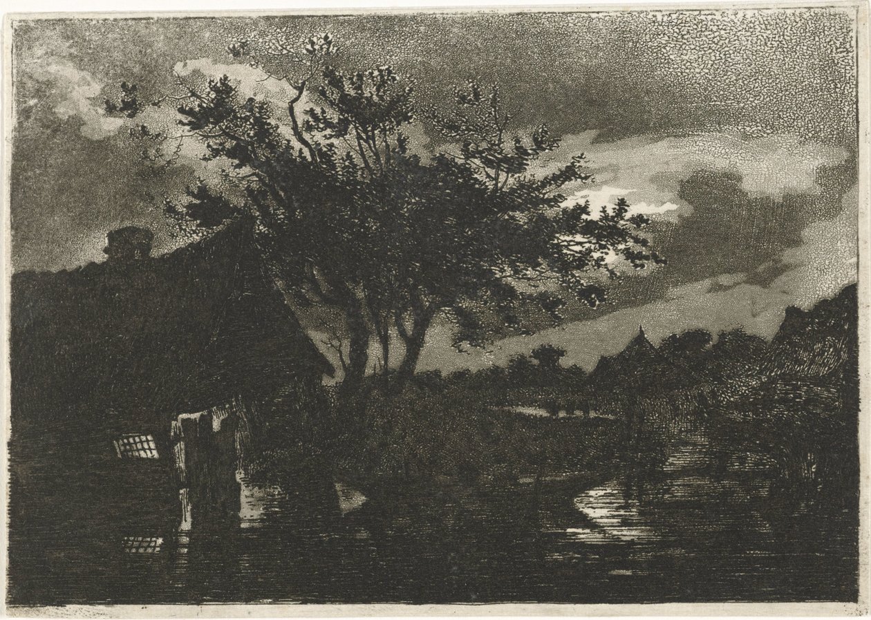 Krajobraz rzeki z farmą autorstwa François Joseph Pfeiffer (II)