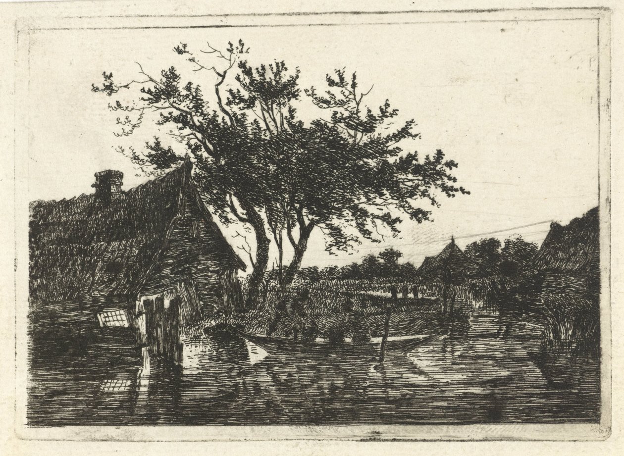 Krajobraz rzeki z farmą autorstwa François Joseph Pfeiffer (II)