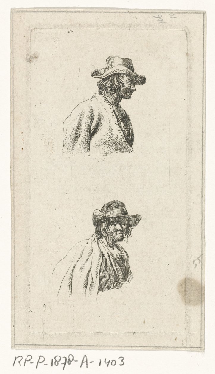 Dwa męskie popiersia, z czapką autorstwa François Joseph Pfeiffer (II)
