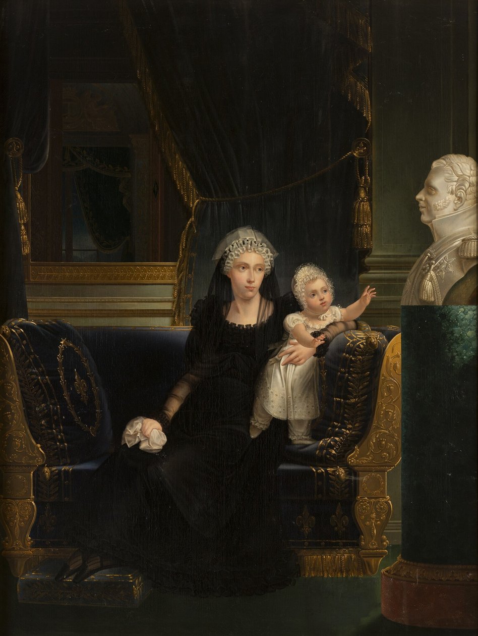 Portret księżniczki Karoliny Neapolitańskiej i Sycylijskiej (1798-1870), księżnej Berry, wdowy po Karolu Ferdynandzie, księciu Berry, z córką Luizą Marią Teresą d