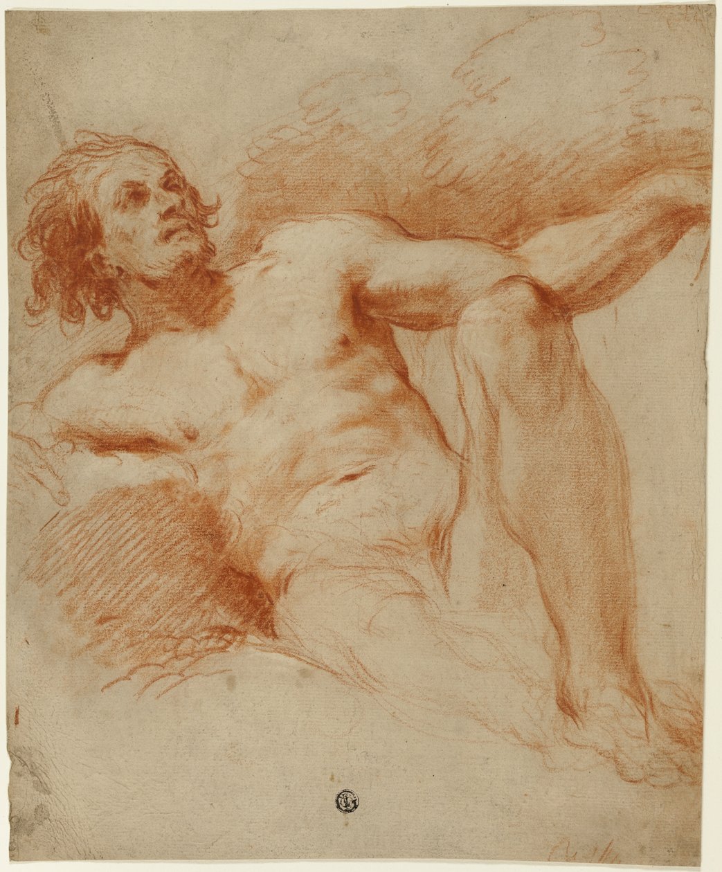 Siedzący mężczyzna nago autorstwa François Le Moyne