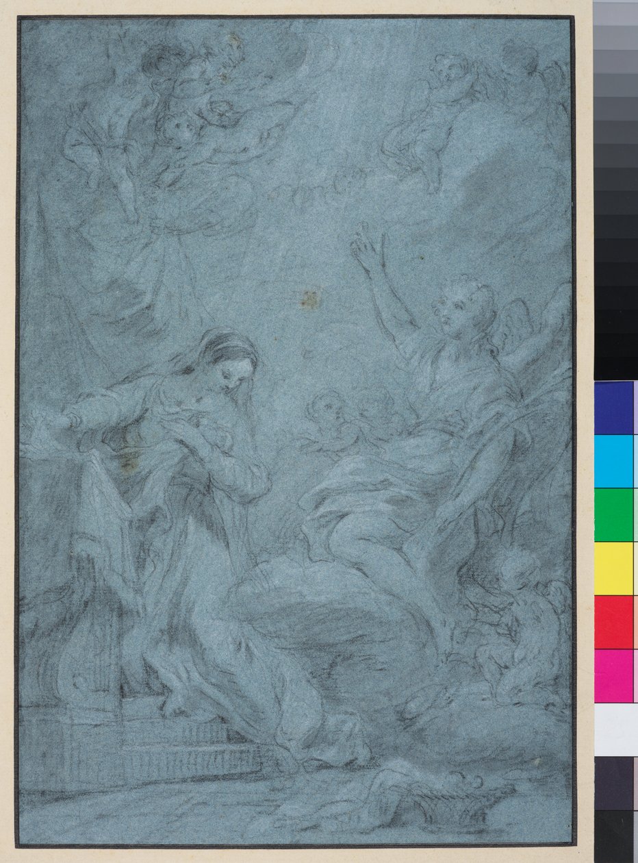 Zwiastowanie, ok. 1727 (kreda na papierze) autorstwa François Lemoyne