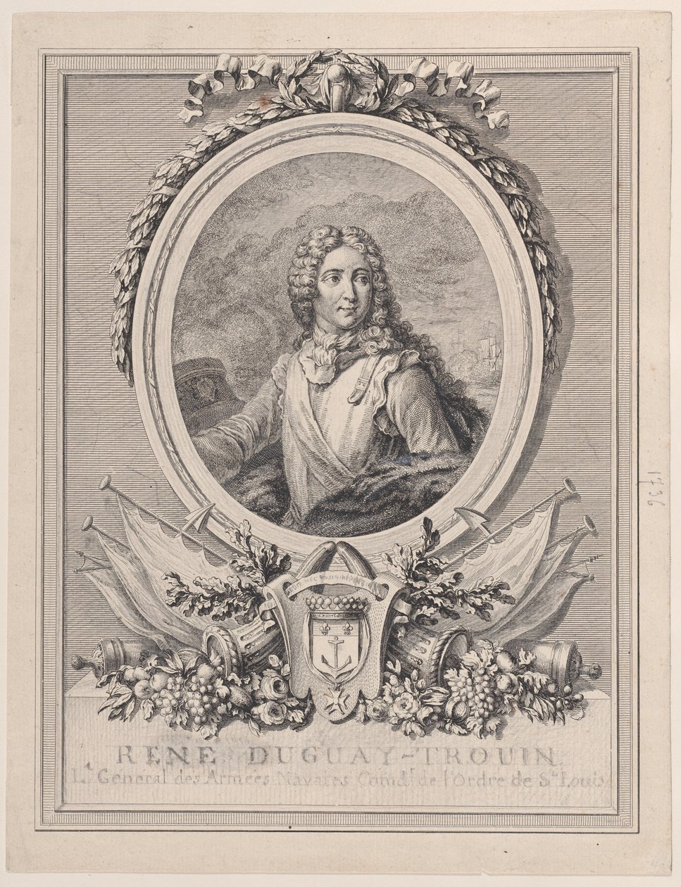 Portret René Duguay-Trouina, generała porucznika wojsk morskich króla, 1..., 1765-1807. autorstwa François Nicolas Barthélemy Dequevauviller