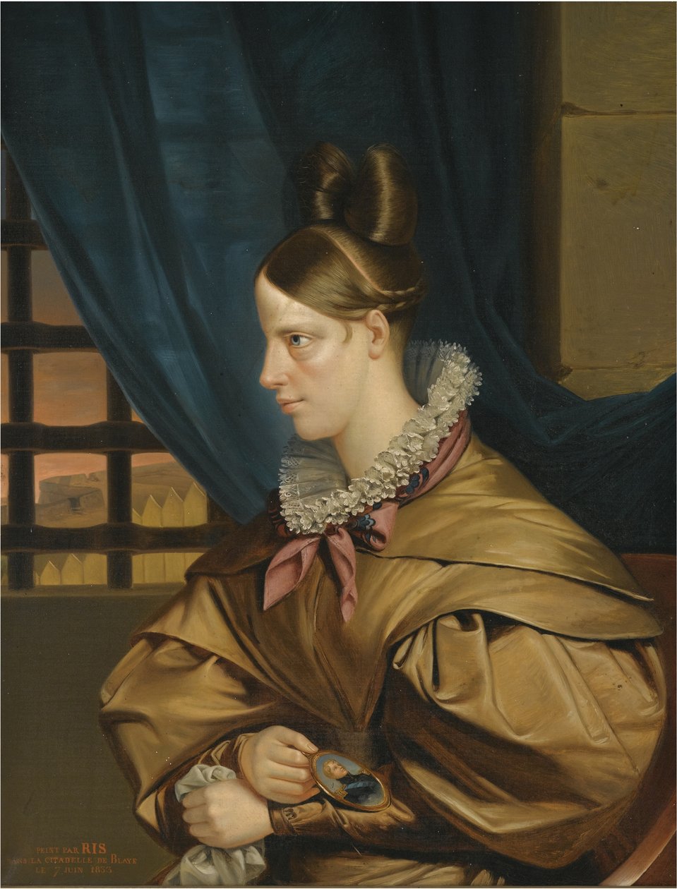 Duchesse de Berry uwięziona w zamku Blaye, koniec lat 30. XIX wieku autorstwa François Nicolas Riss