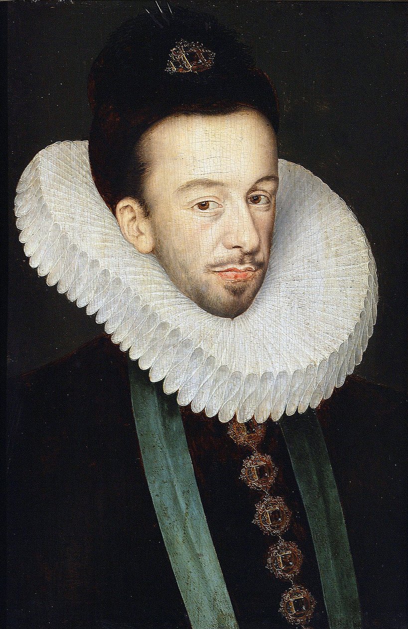 Portret Henryka III Francji, króla Polski i wielkiego księcia litewskiego par Quesnel, Francois (1543-1619). Olej na drewnie, rozmiar : 37x25,5 autorstwa François Quesnel