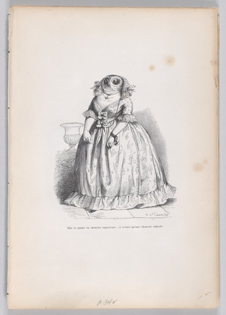 Pozowała się jako sowa nadrzędna, a była po prostu sową śmieszną ze Scen z..., ca. 1837-47. autorstwa François Rouget