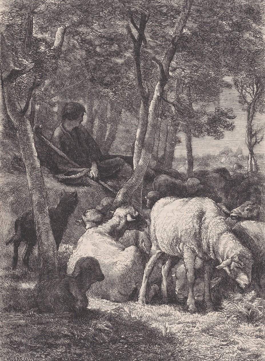 Pasterz, z Le Magasin Pittoresque, ca. 1852. autorstwa François Rouget