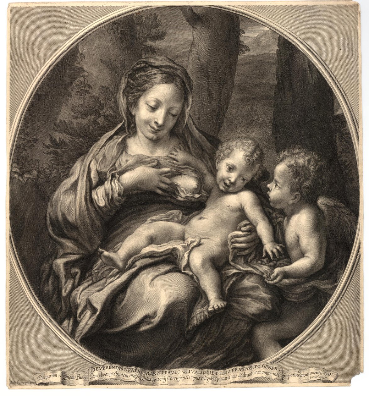 François Spierre - Madonna del Latte (Dziewica z Dzieciątkiem i aniołem), wg Correggia, szer. 8,14 autorstwa François Spierre