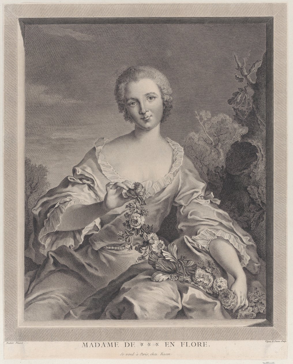 Portret Louise Henriette de Bourbon Conti jako Flora, 1766-1805. autorstwa François Voyez