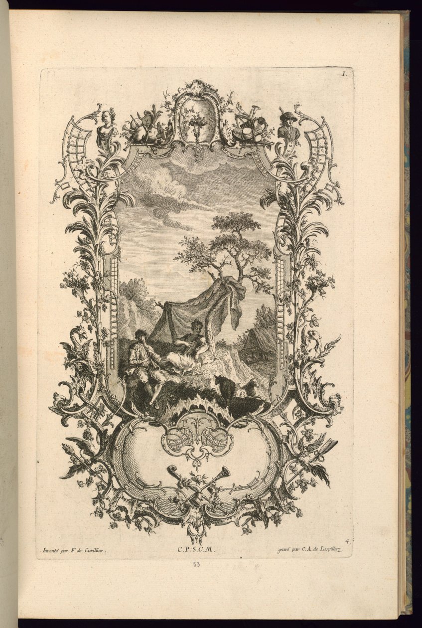 Projekt dla kartuszu z dużymi i małymi przegródkami autorstwa François de Cuvilliés the Elder