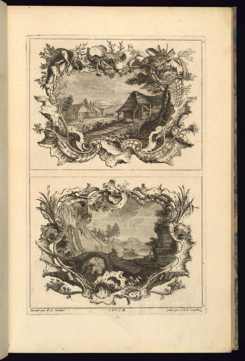 Projekt na dwa kartusze autorstwa François de Cuvilliés the Elder