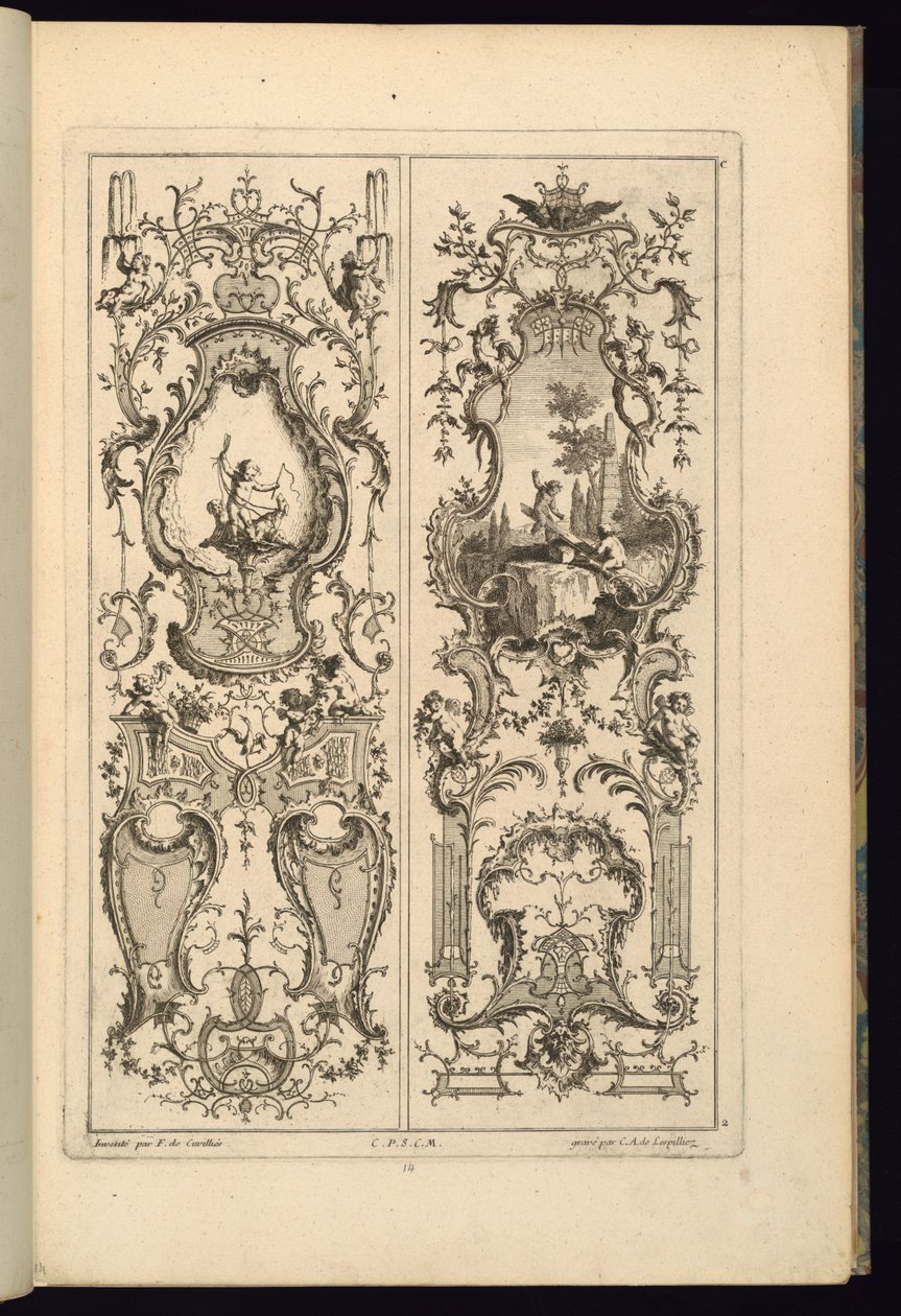 Projekt dla dwóch paneli autorstwa François de Cuvilliés the Elder