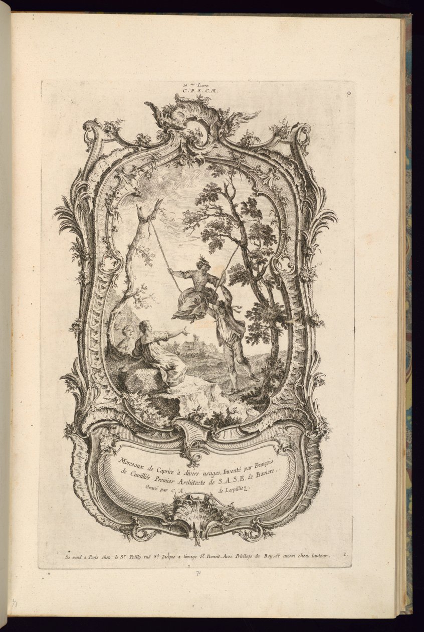Projekt kartusza z dużymi i małymi przegródkami autorstwa François de Cuvilliés the Elder
