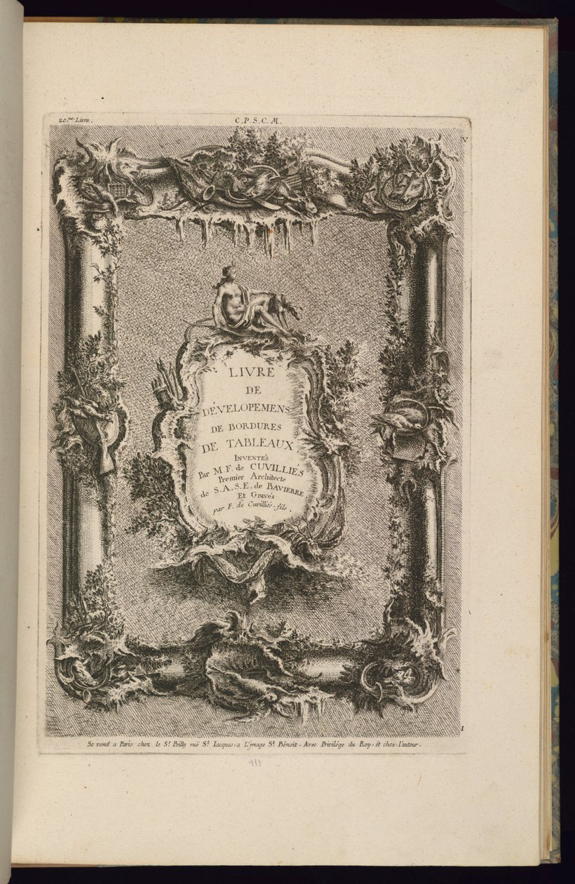 Projekt ramy i kartusza autorstwa François de Cuvilliés the Elder