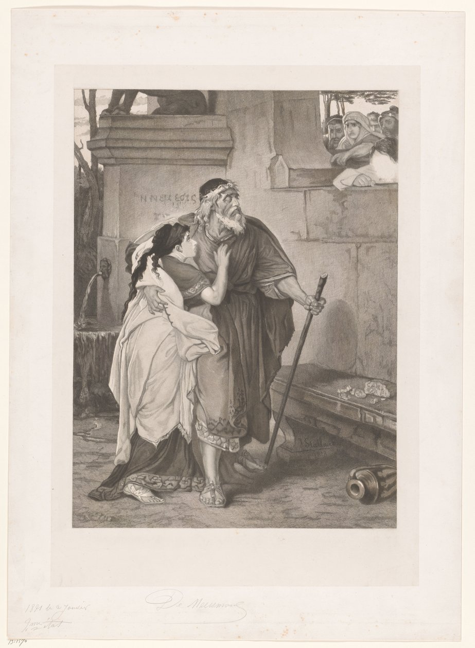 Ślepy Edyp prowadzony przez Antygonę autorstwa François de Meersman (signed by artist)
