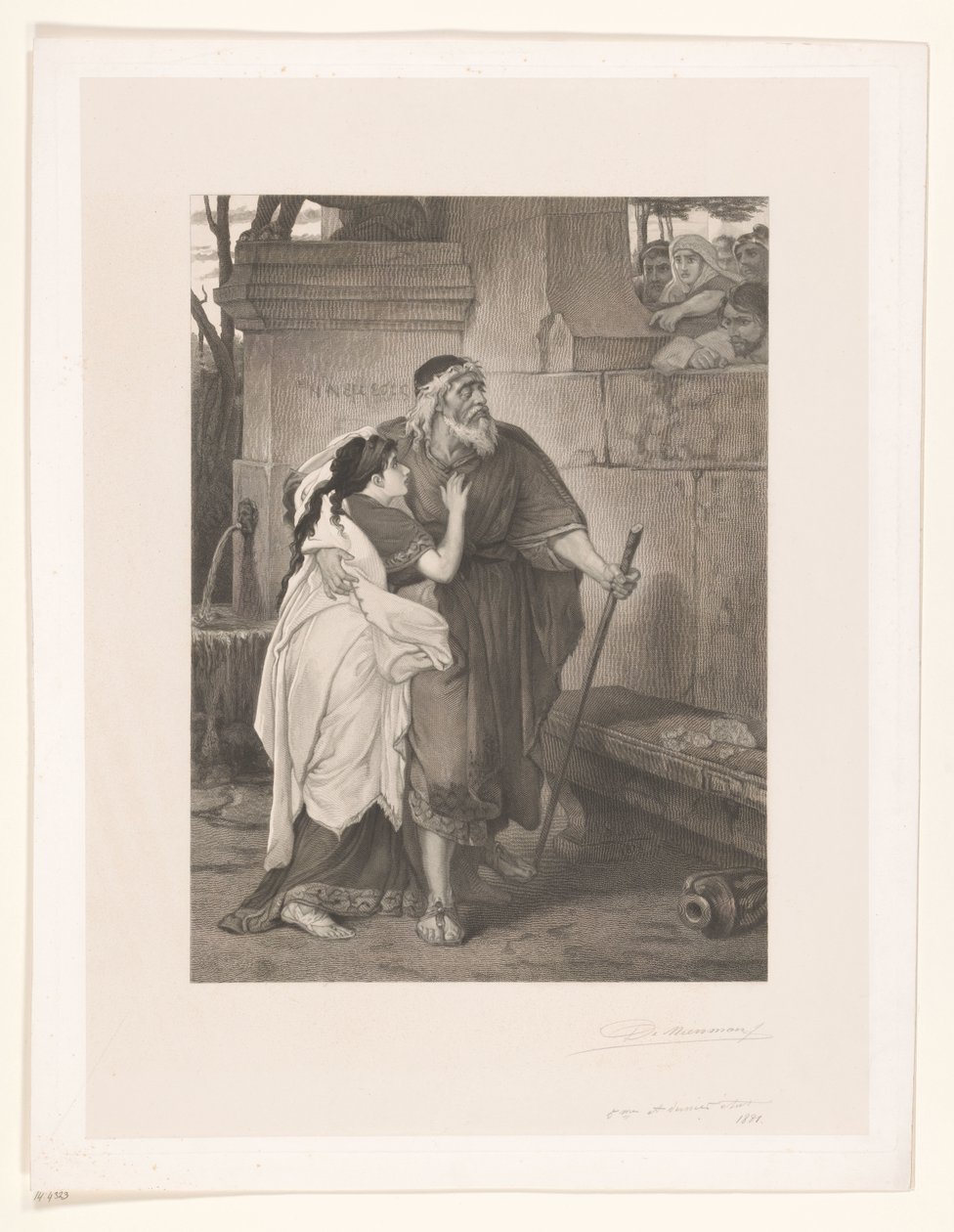 Ślepy Edyp prowadzony przez Antygonę autorstwa François de Meersman (signed by artist)