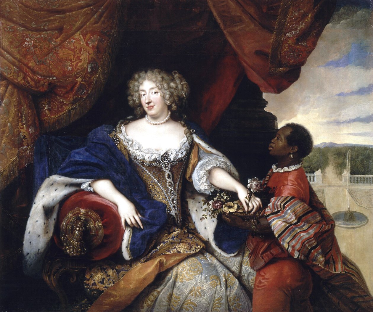 Portret Elżbiety Charlotty z Palatynatu z niewolnicą autorstwa Francois de Troy