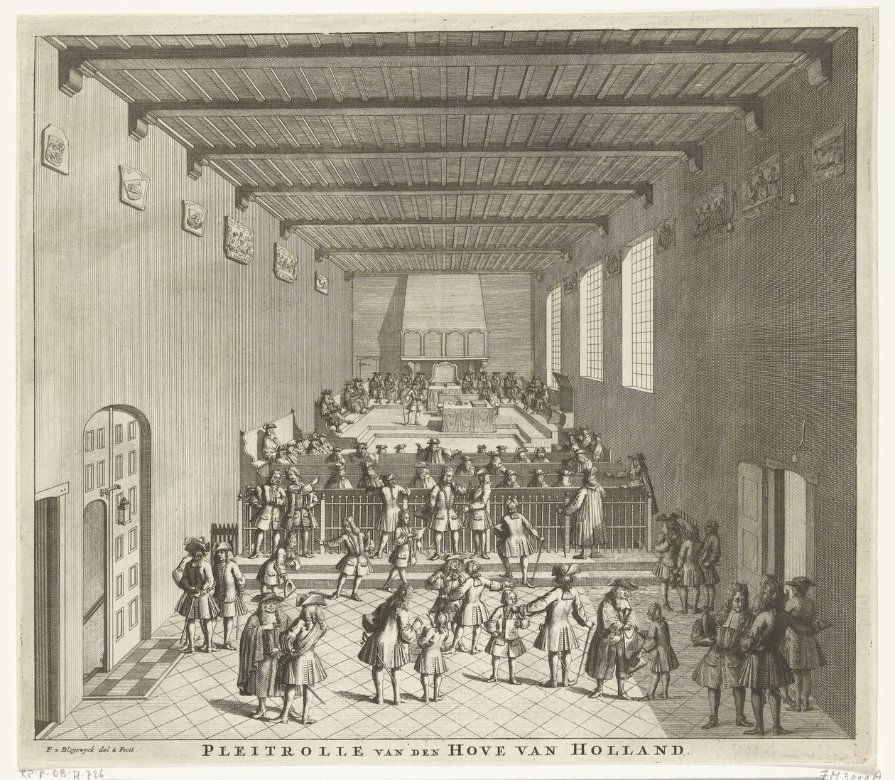 Sąd Holandii na posiedzeniu, ok. 1700 Pleitrolle van den Hove of Holland (tytuł na obiekcie) autorstwa François van Bleyswijck