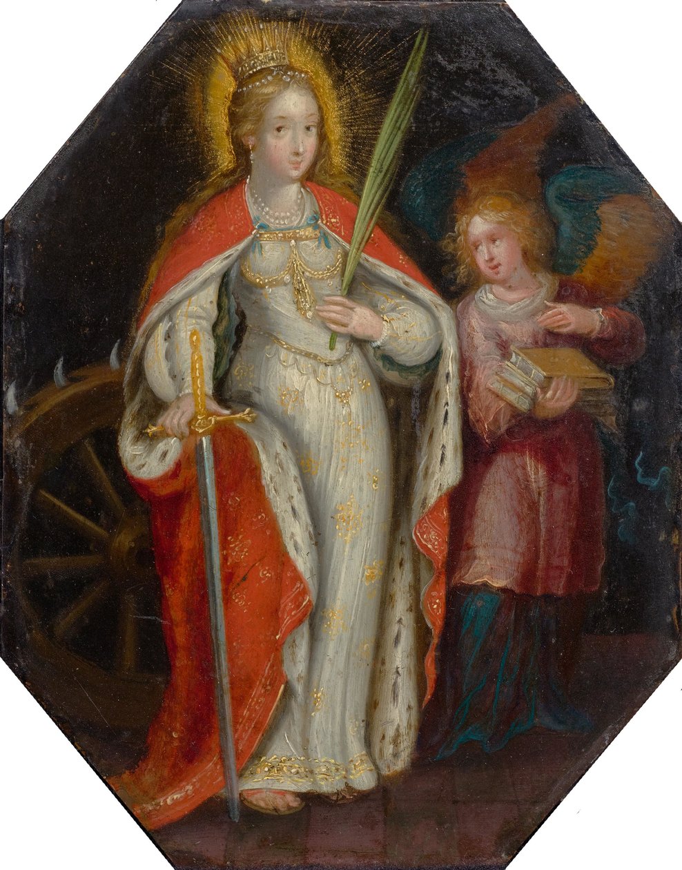 Święta Katarzyna w towarzystwie anioła autorstwa Frans Francken the Younger
