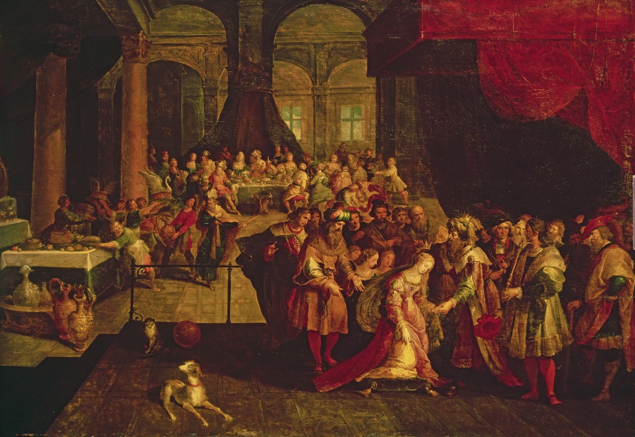 Król Aswerus koronuje Esther autorstwa Frans II Francken the Younger