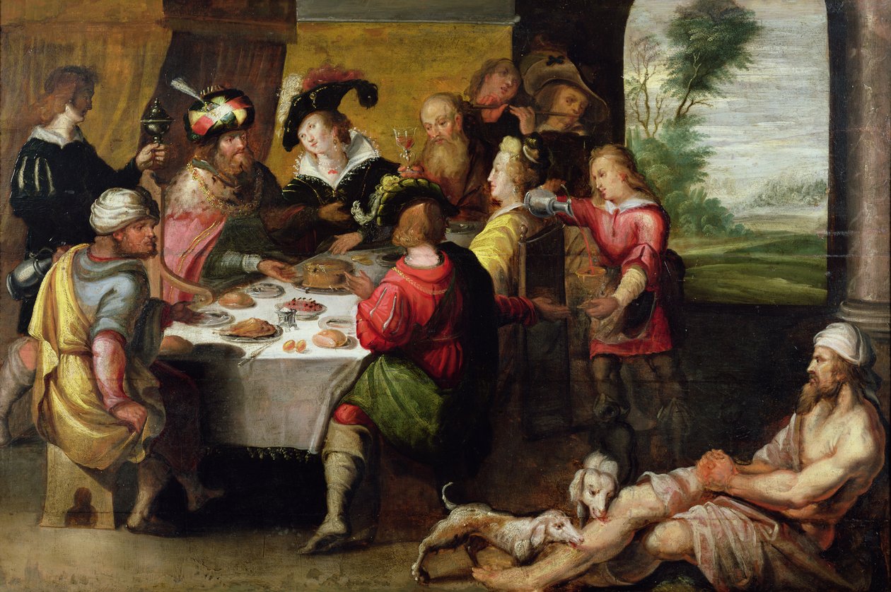 Przypowieść o bogaczu i Łazarzu autorstwa Frans II Francken the Younger