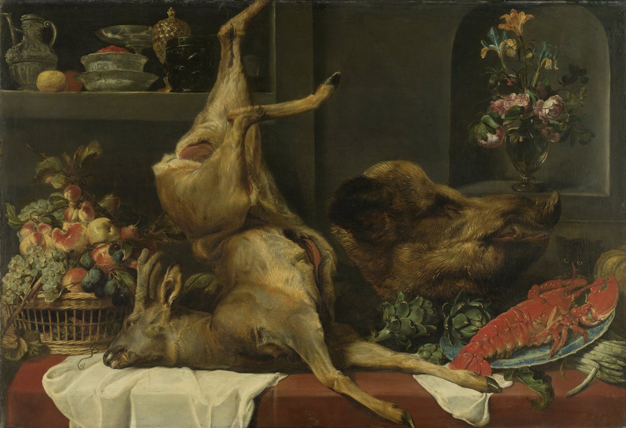 Martwa natura z dużą martwą zwierzyną, owocami i kwiatami autorstwa Frans Snyders or Snijders