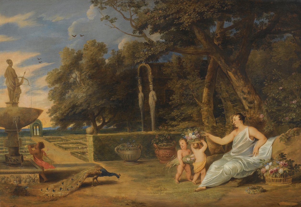 Flora z trzema puttami w ogrodzie autorstwa Frans Wouters