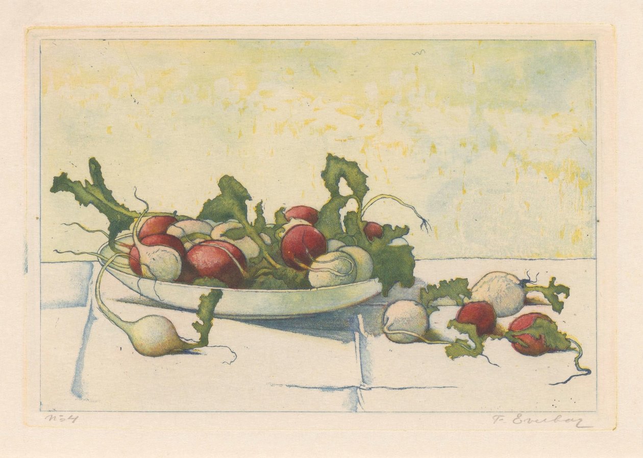 Rzodkiew biało-czerwona w naczyniu autorstwa Frans Everbag (signed by artist)