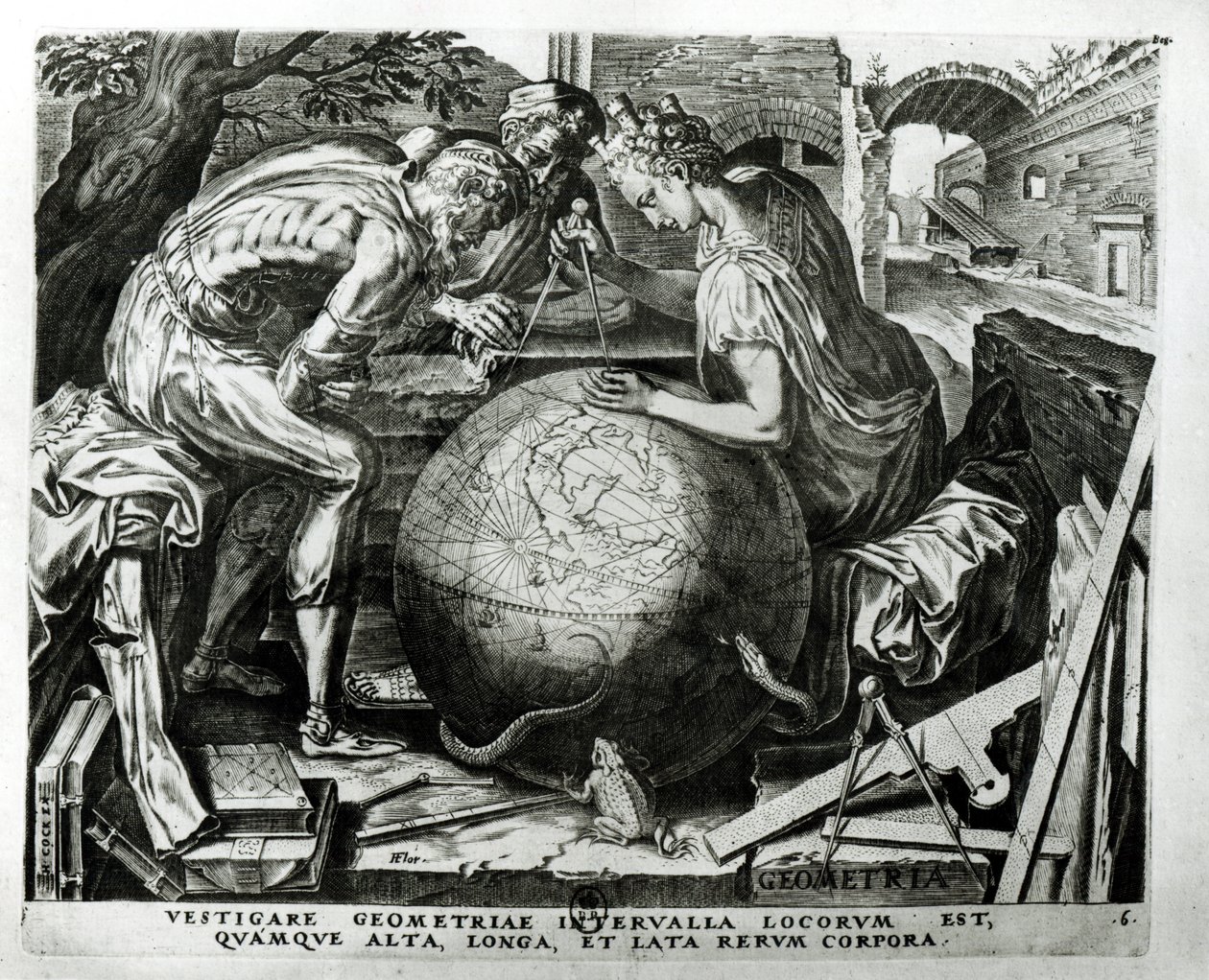 Geometria, rytowana przez Hieronima Koguta (ok. 1510-70) autorstwa Frans Floris