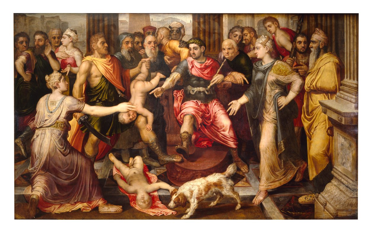 Wyrok Salomona (olej na desce) autorstwa Frans Floris