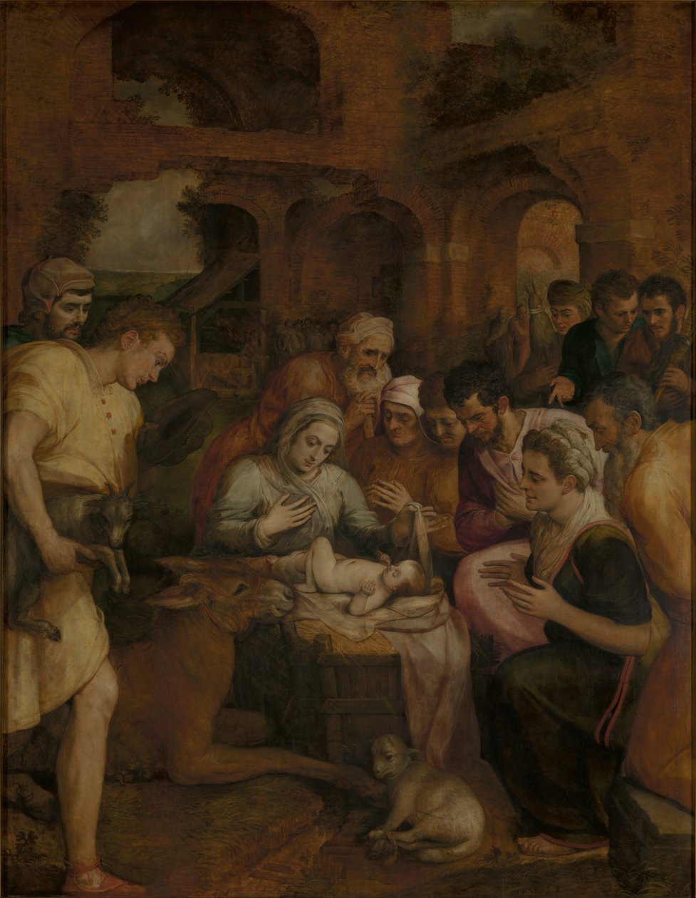 Adoracja pasterzy autorstwa Frans Floris