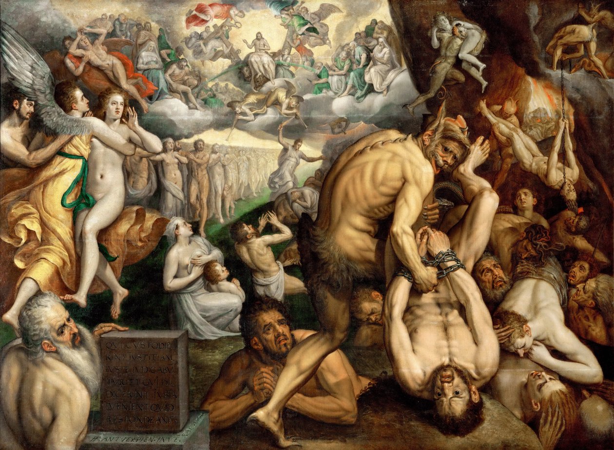 Sąd Ostateczny - Frans I de Vrient (Vriendt) z Fransem Florisem Starszym (1519-1570). olej na płótnie autorstwa Frans Floris