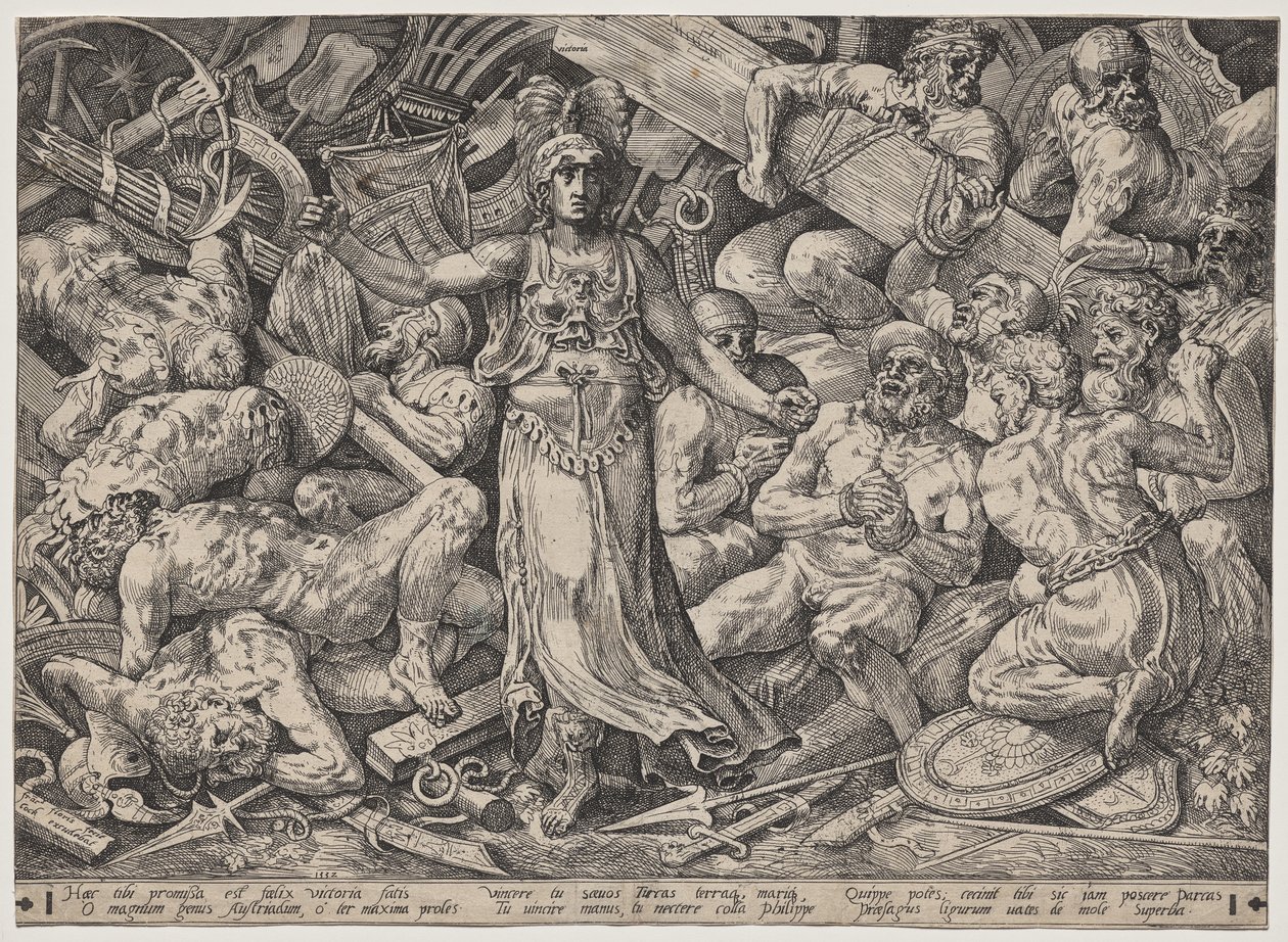 Zwycięstwo w otoczeniu więźniów i trofeów autorstwa Frans Floris the Elder