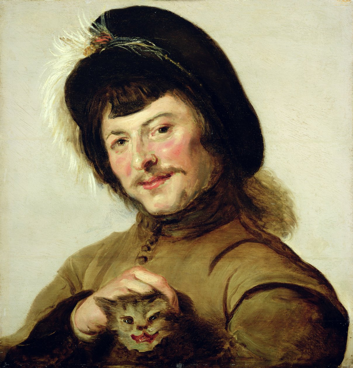 Młody mężczyzna z kotem, 1635 autorstwa Frans Follower of Hals