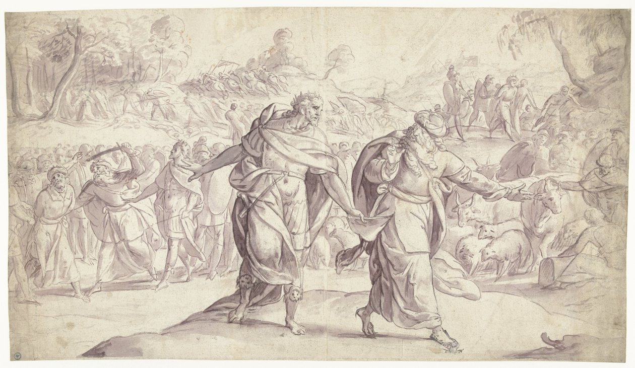 Jozue skazuje na śmierć pięciu królów Ammonitów Historia Jozuego (tytuł serii) autorstwa Frans Francken (I)