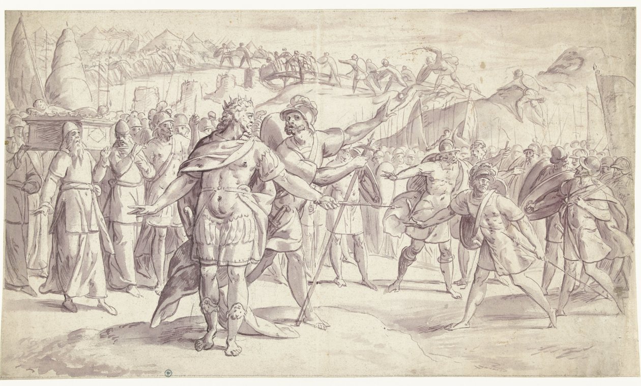 Ludność Izraela przekracza rzekę Historia Jozuego, ? (4?) (tytuł serii) autorstwa Frans Francken (I)