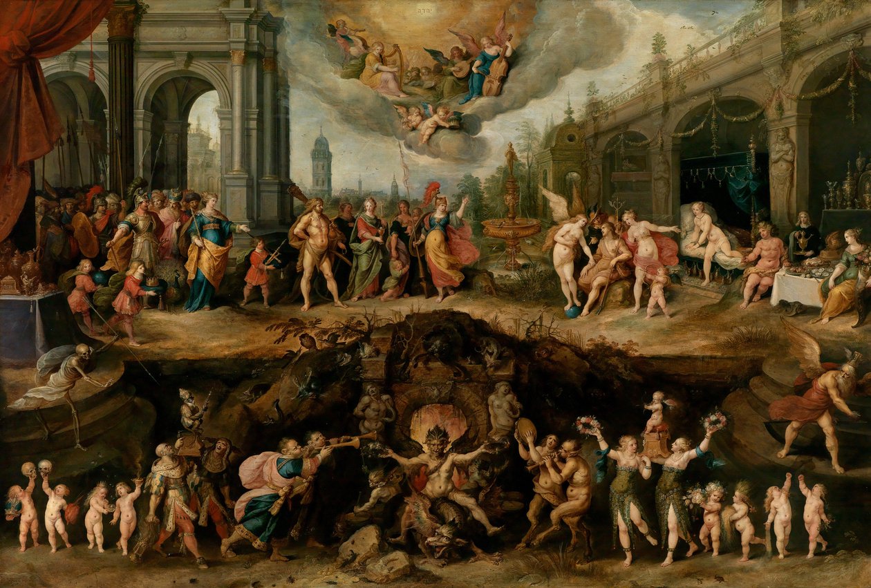 Człowiek, który musi wybierać między cnotami a wadami, 1635 autorstwa Frans Francken the Younger