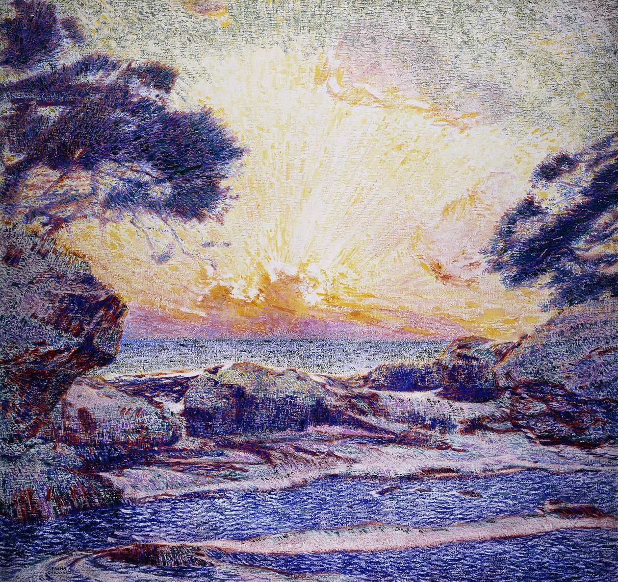 Ocena sceny; Zachód słońca; Scena Cote; Zachód słońca, autorstwa Frans Gaillard