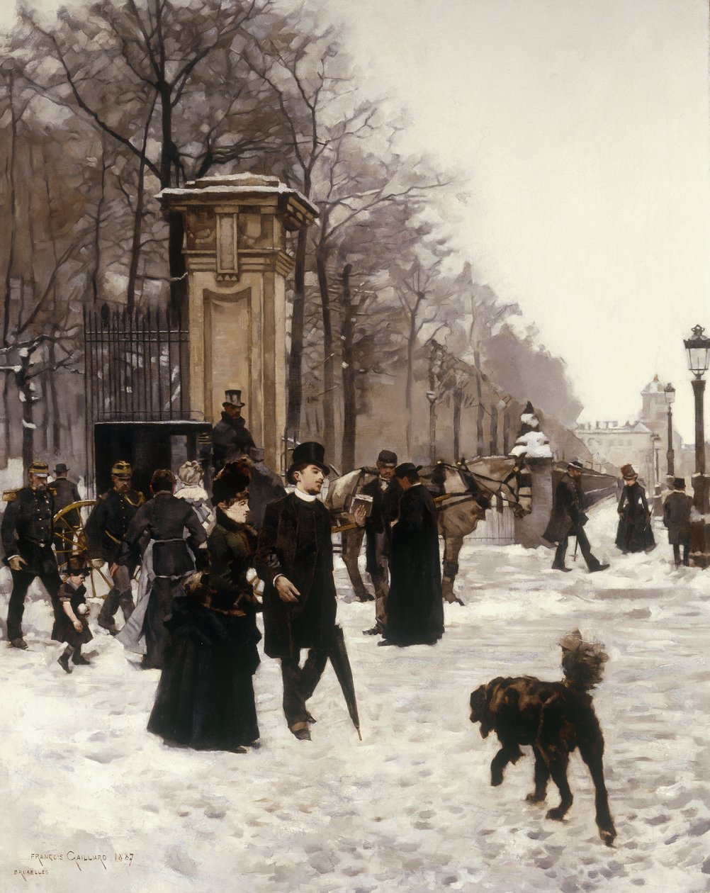 Promenada w zimowy dzień, Bruksela, 1887 autorstwa Frans Gaillard