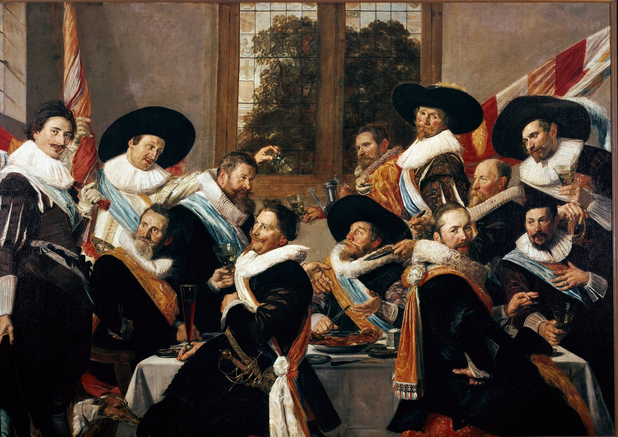 Bankiet Oficerów Korpusu św. Adriena z Haarlemu Obraz Franza Halsa (ok. 1580-1666) 1627 nd. 266,5x183 cm Haarlem, Muzeum Fransa Halsa, Holandia autorstwa Frans Hals