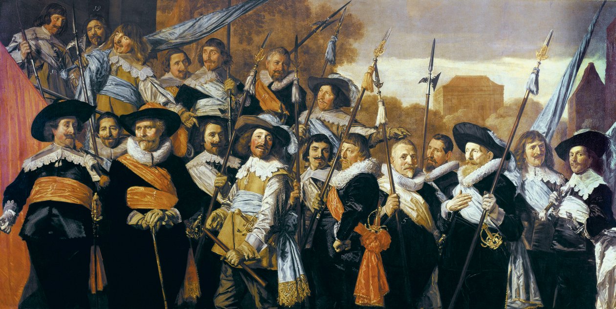 Grupowy portret oficerów i podoficerów Gwardii Obywatelskiej w Haarlemie autorstwa Frans Hals